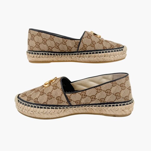 Gucci Pilar Marmont GG Espadrilles Size 38.5 US 8.5 Beige Monogram Quilted Flats - Picture 10 of 15